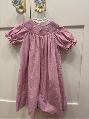 Vive La Fete: Pink Smocked Puff-Sleeve Girls Dress